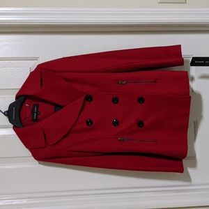 NWT black rivet red pea coat